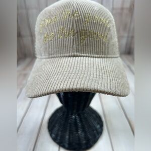“Find the Good, Be the Good” Tan Corduroy Trucker Hat. NWOT.